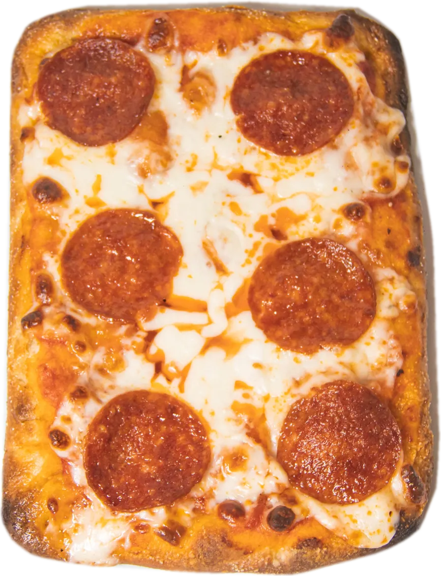 Ready-to-eat pepperoni pizza slice